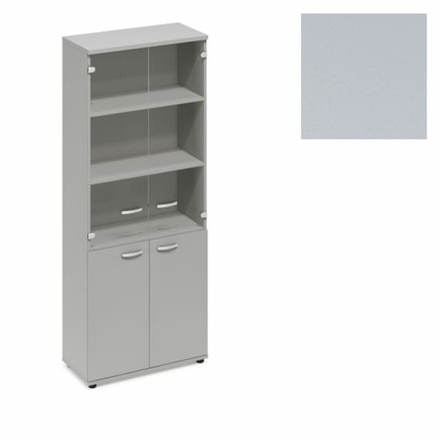 Шкаф стеклянные дверцы стенка ДСП Юнитекс А4 (78x43.4x193) А4 9390 СЕ серый