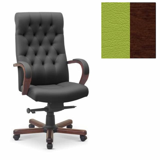 Кресло руководителя Юнитекс Status eco экокожа премиум фисташковая CN1131/дерево-орех гамильтон