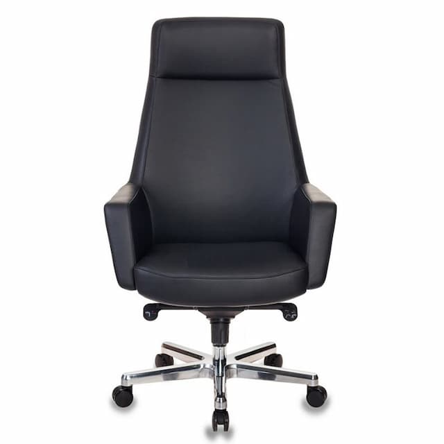 Кресло руководителя Бюрократ Antonio черный кожа крестов. алюминий