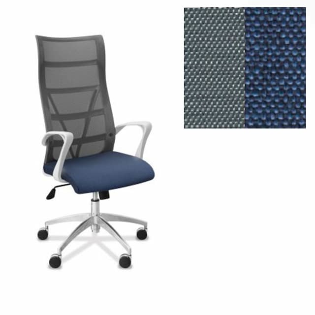 Офисное кресло Юнитекс Топ X белый каркас сетка/ткань Bahama серая/синяя